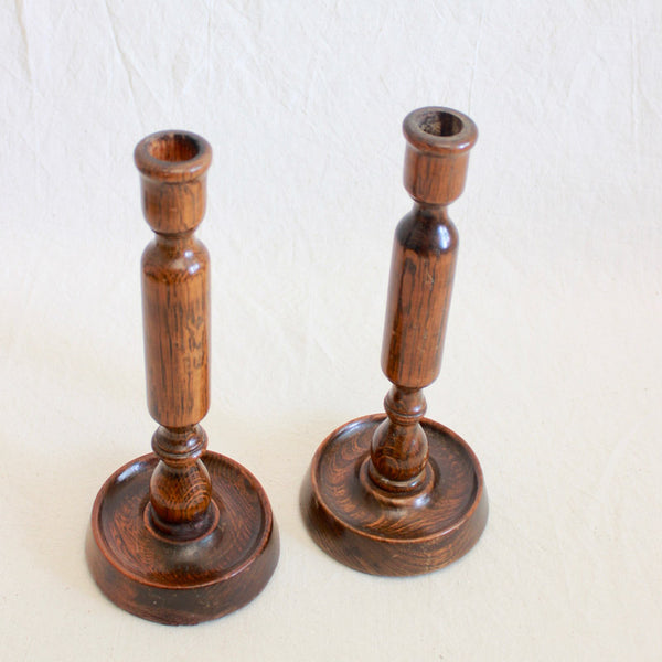 Arts & Crafts Wooden Candlesticks- Column on a Cupped Base-Sold Individually - Juniper & Bliss